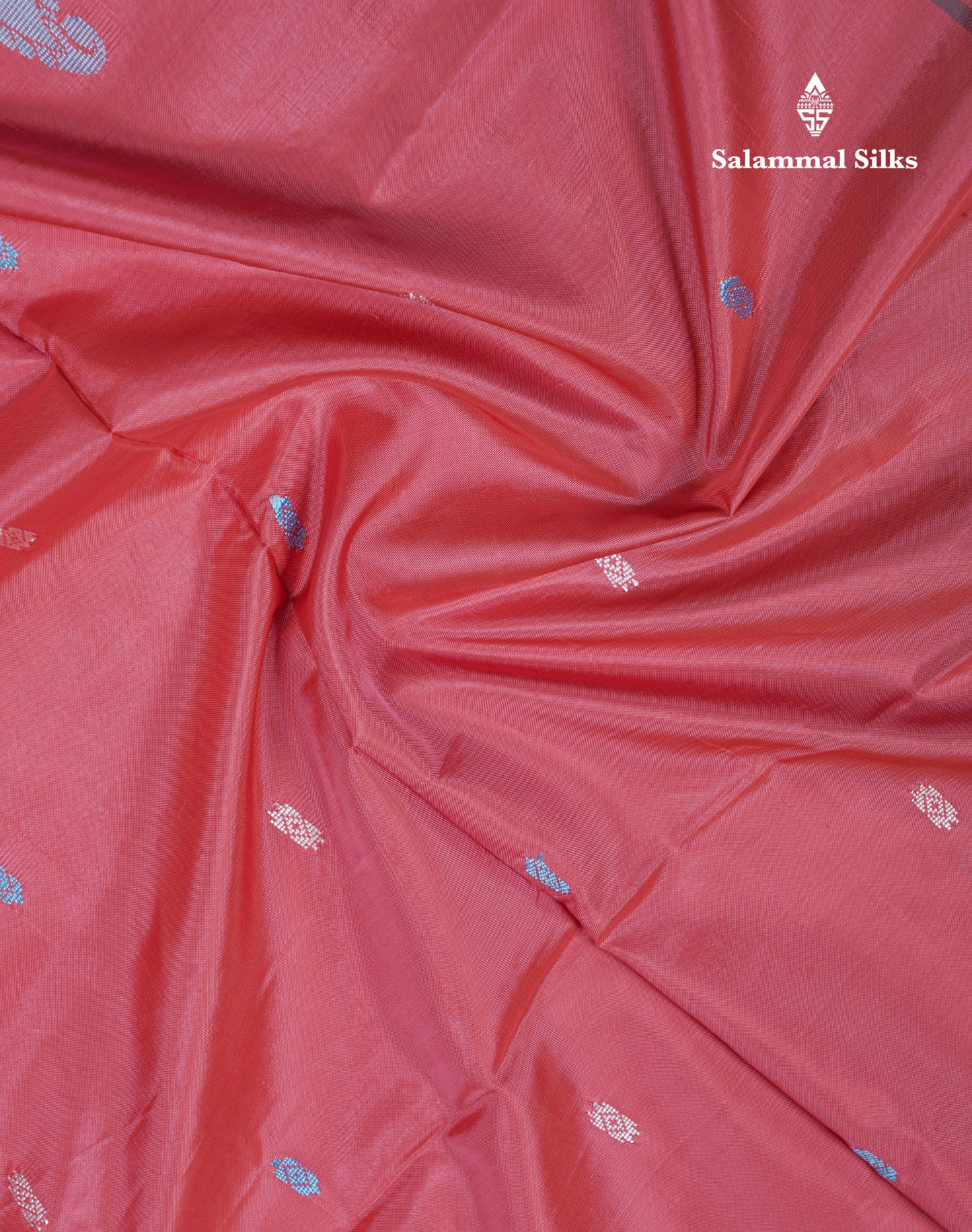 Peach Thread work Buttas Banana Pinth Saree (Vaazhainaar Pattu) With Contrast Peacock Green Blouse