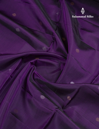 Beautiful Dual Tone Peacock Blue PureMix Kanjivaram Soft Silk Saree With Contrast Light Violet Blouse