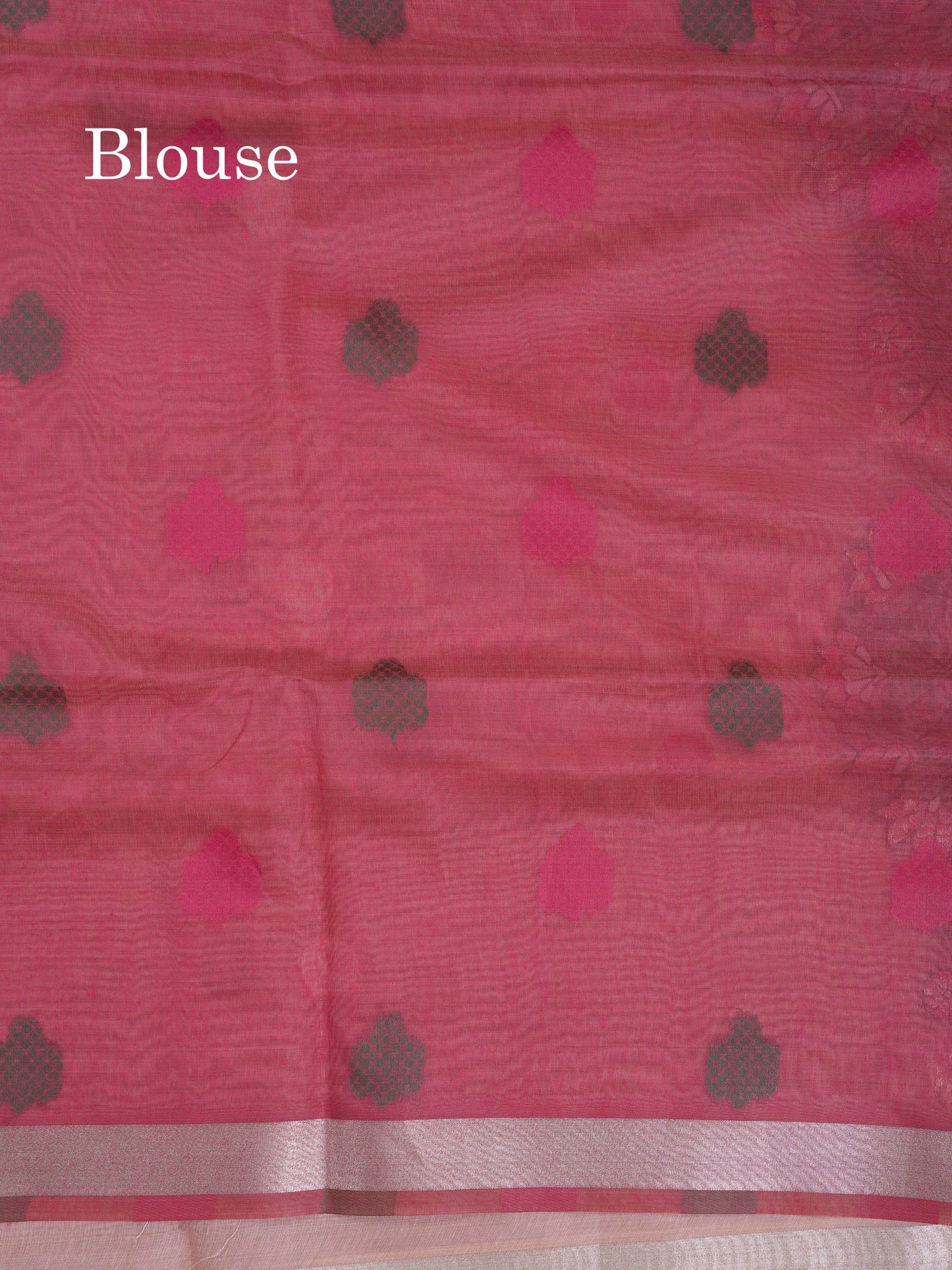 Beautiful Sapphire Green Thread Work Butta Muga Cotton Saree With Contrast Peacock Blue Blouse