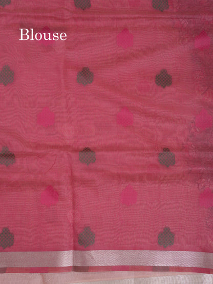 Beautiful Sapphire Green Thread Work Butta Muga Cotton Saree With Contrast Peacock Blue Blouse