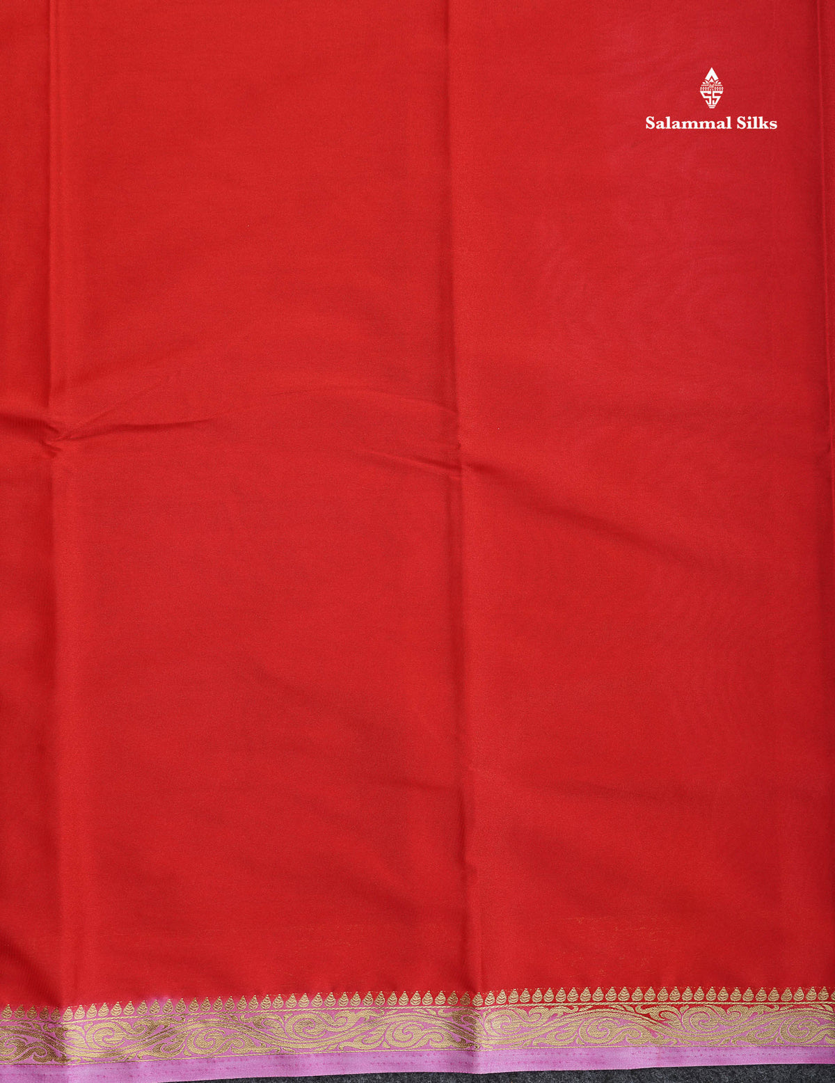 Semi Mysore Silk Saree - Chilly Red Colour Body Plain With Light Pink Small Border