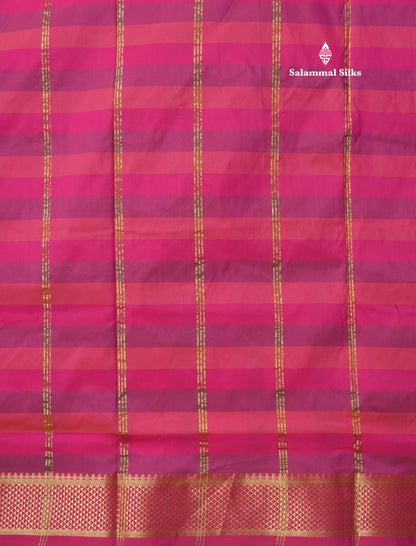9.5 Yards Semi Silk Saree Multicolour Checks with Self Border