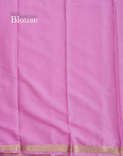 Semi Mysore Silk Saree - Chilly Red Colour Body Plain With Light Pink Small Border