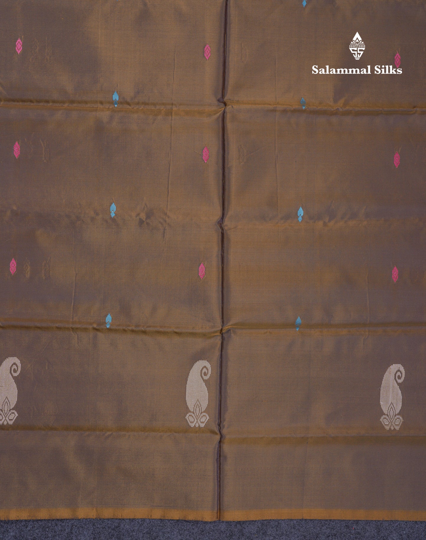 Olive Mustard Yellow Thread work Buttas Banana Pinth Saree (Vaazhainaar Pattu) With Contrast Pink Blouse