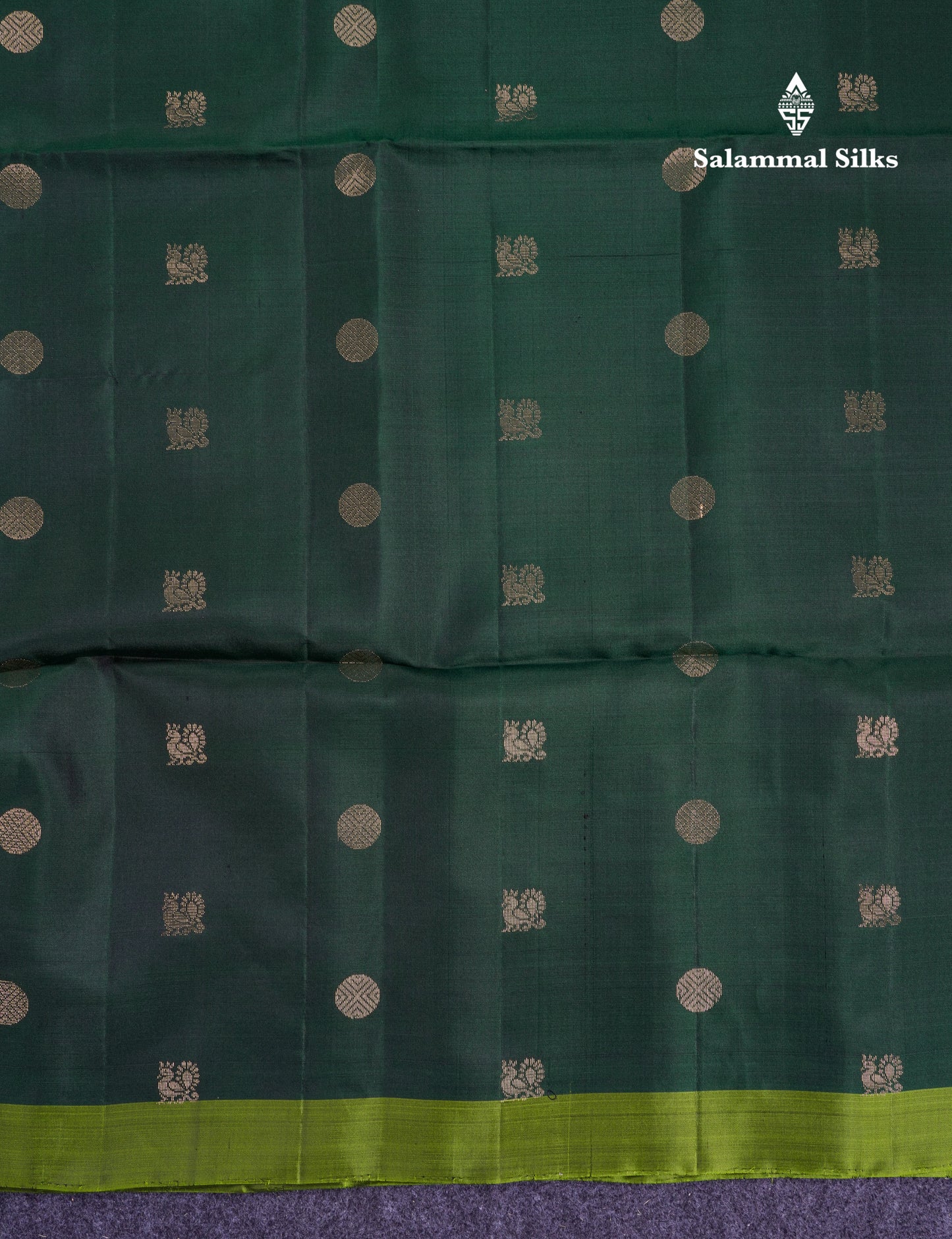 Beautiful Bottle Green Pure Kanjivaram Soft Silk Saree With Contrast Green Blouse