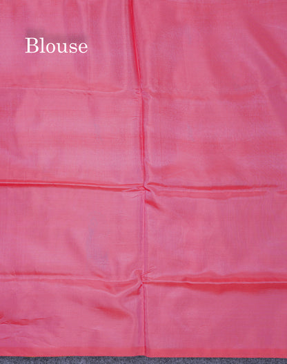 Olive Mustard Yellow Thread work Buttas Banana Pinth Saree (Vaazhainaar Pattu) With Contrast Pink Blouse