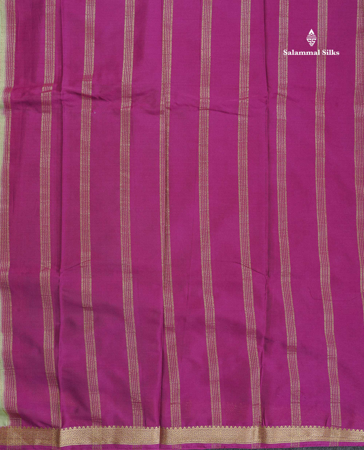 Semi Mysore Silk Saree - Pista Green Colour Body Plain With Magenta Small Border
