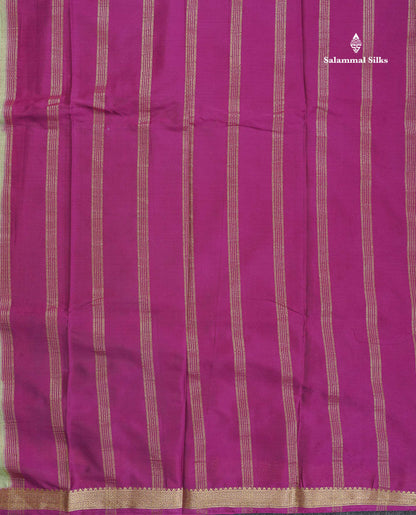 Semi Mysore Silk Saree - Pista Green Colour Body Plain With Magenta Small Border