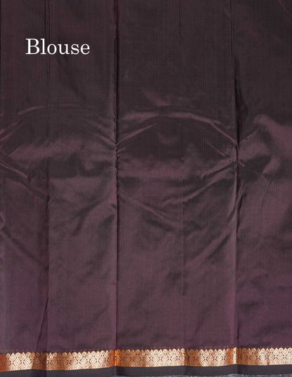 Semi Silk Saree - Maroon Colour Body Zari Butta With Traditional Small Border