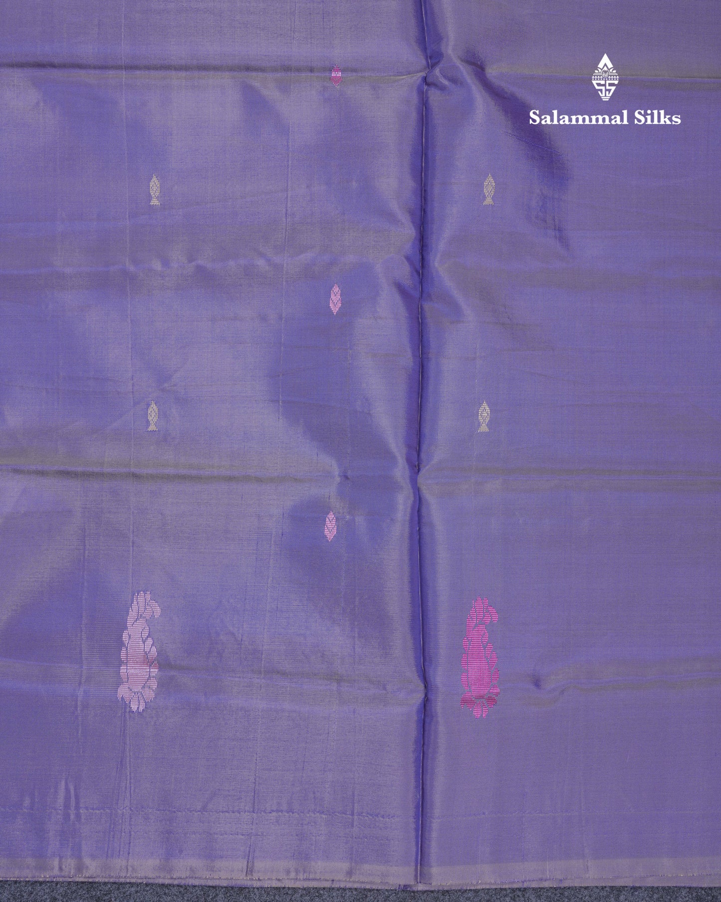Light Violet Thread work Buttas Banana Pinth Saree (Vaazhainaar Pattu) With Contrast Pinkish Peach Blouse