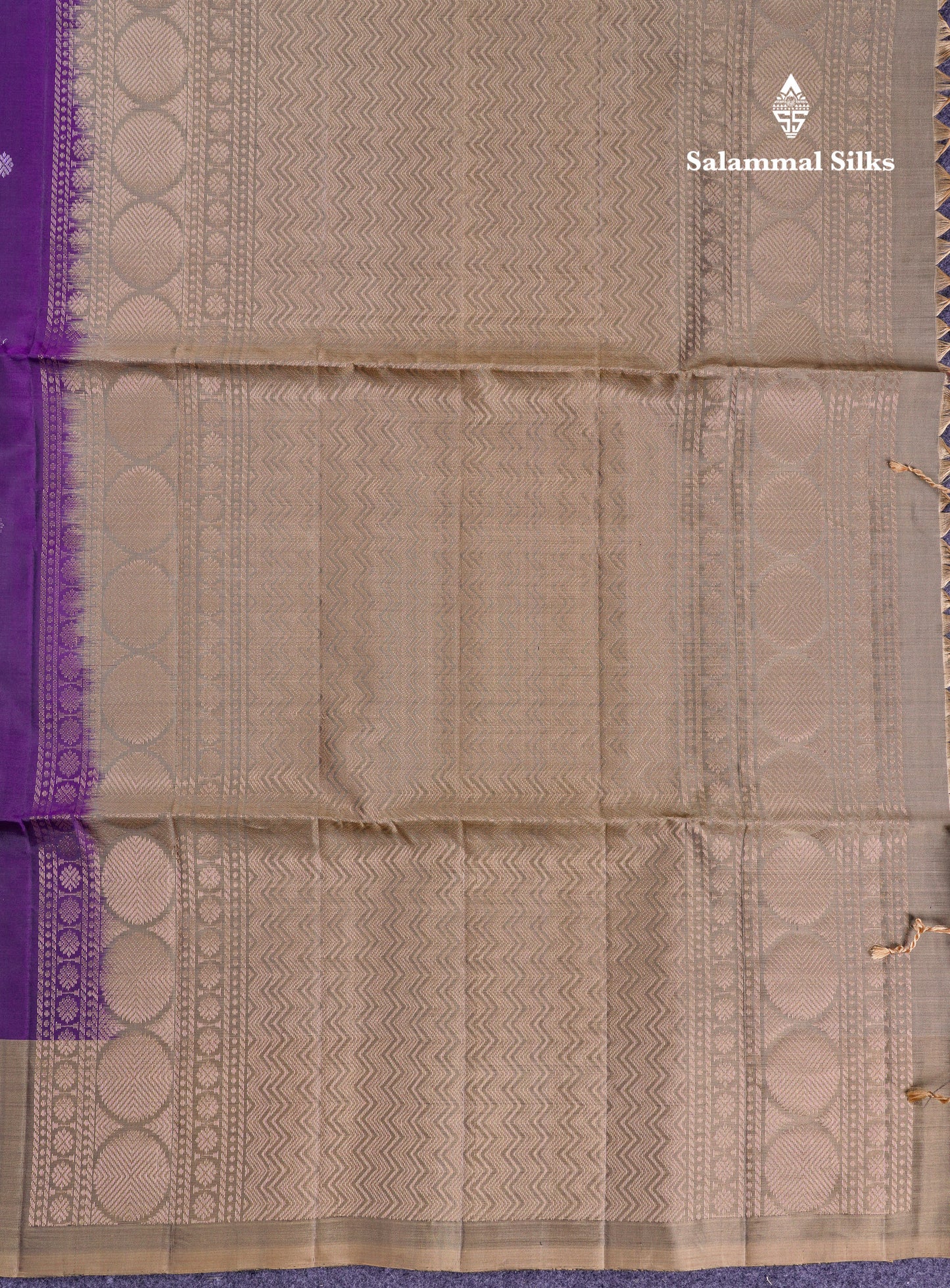 Beautiful Dark Purple PureMix Kanjivaram Soft Silk Saree With Contrast Light Brown Fancy Border