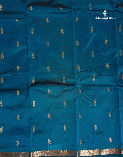 Semi Silk Saree - Maroon Colour Body Zari Butta With Traditional Small Border