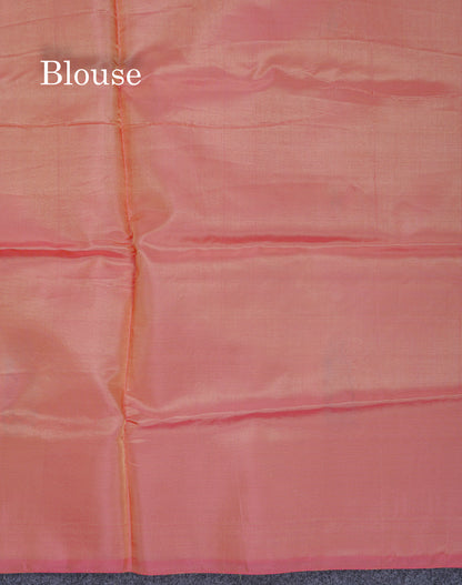 Light Violet Thread work Buttas Banana Pinth Saree (Vaazhainaar Pattu) With Contrast Pinkish Peach Blouse