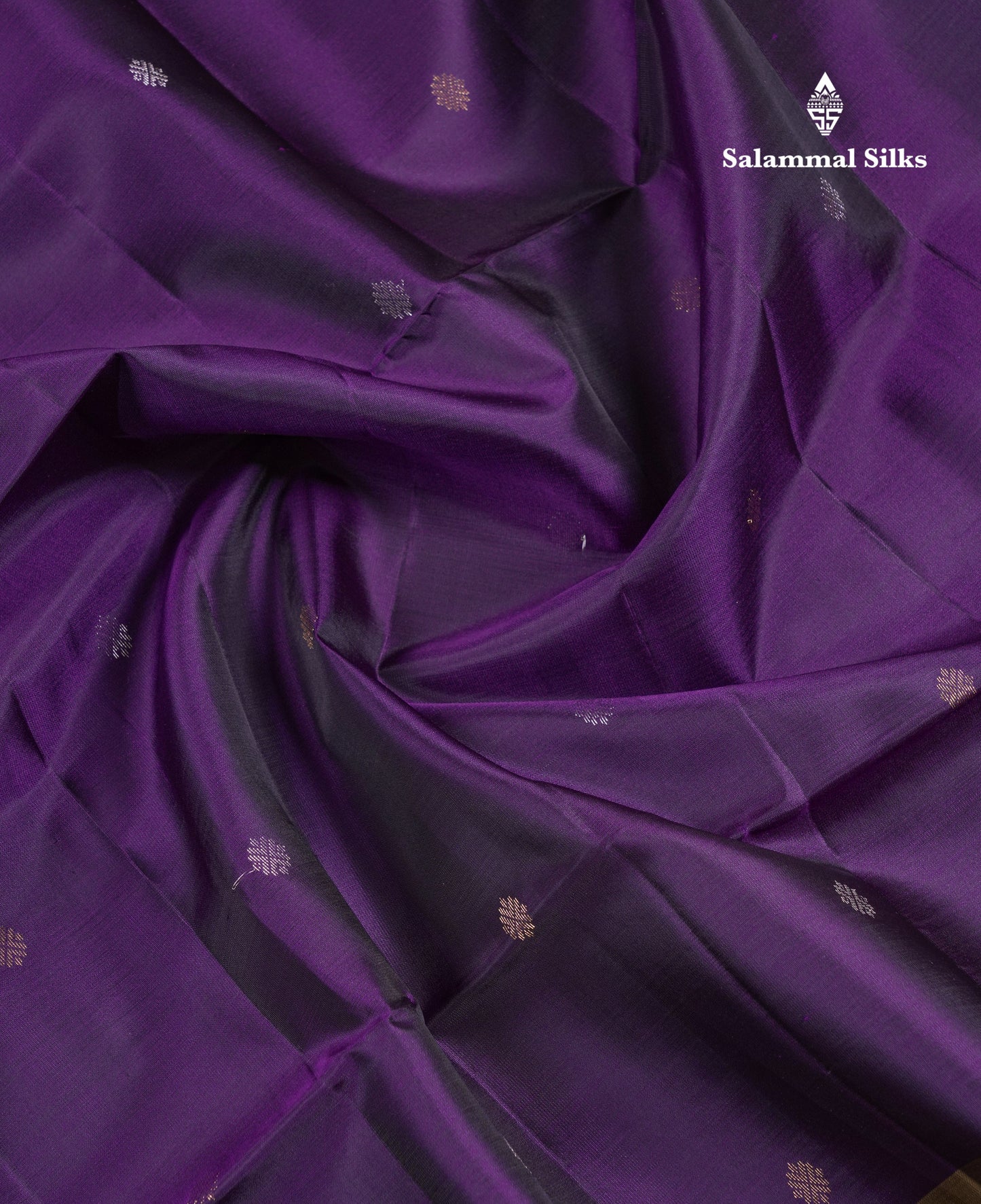 Beautiful Dark Purple PureMix Kanjivaram Soft Silk Saree With Contrast Light Brown Fancy Border