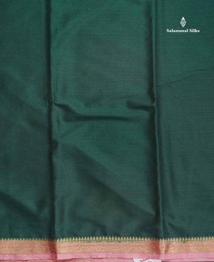 Semi Mysore Silk Saree - Chilly Red Colour Body Plain With Light Pink Small Border