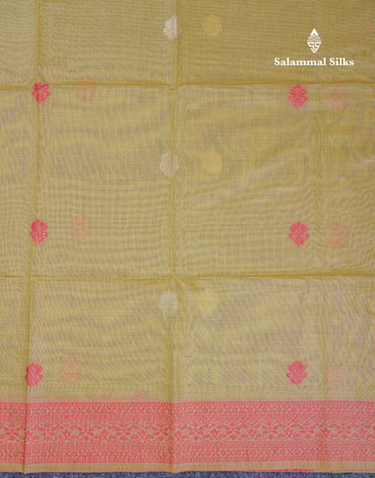 Beautiful Light Pink Thread Work Butta Muga Cotton Saree With Contrast Pink Blouse