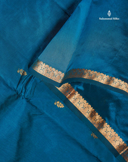 Semi Silk Saree - Maroon Colour Body Zari Butta With Traditional Small Border