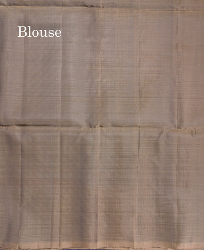 Beautiful Dark Purple PureMix Kanjivaram Soft Silk Saree With Contrast Light Brown Fancy Border