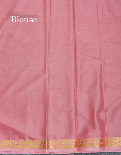 Semi Mysore Silk Saree - Chilly Red Colour Body Plain With Light Pink Small Border
