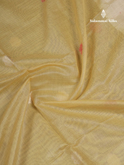 Beautiful Light Pink Thread Work Butta Muga Cotton Saree With Contrast Pink Blouse
