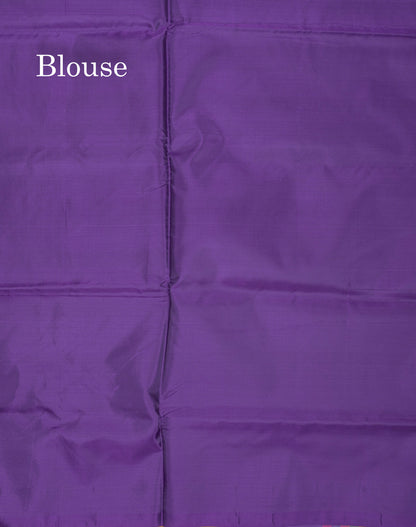 Orange Thread work Buttas Banana Pinth Saree (Vaazhainaar Pattu) With Contrast Purple Blouse