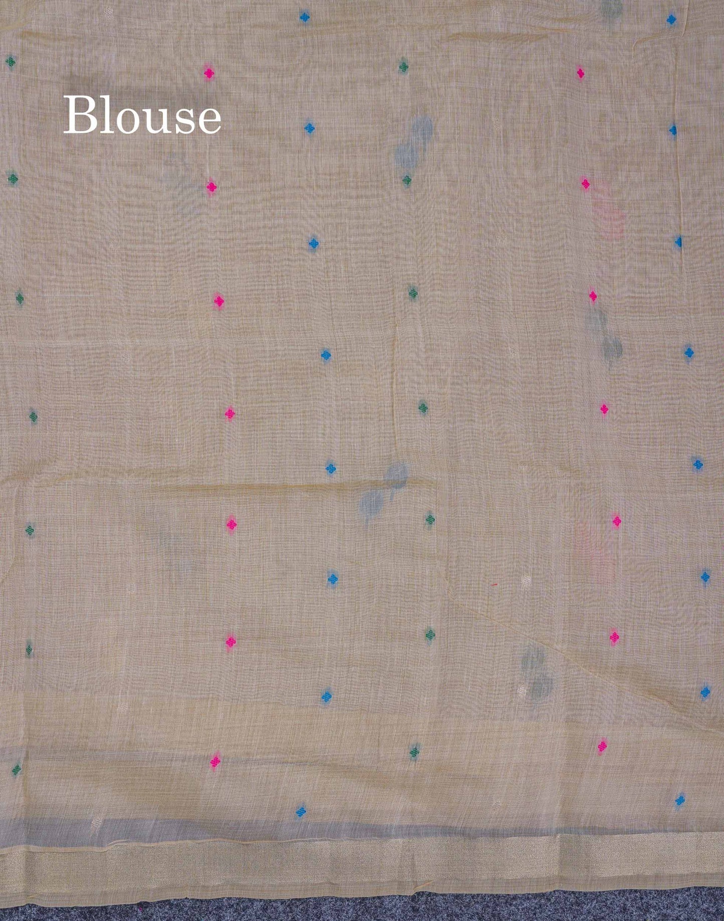 Beautiful Cream Sandal Menakari Work Muga Cotton Saree With Small Ribbon Border