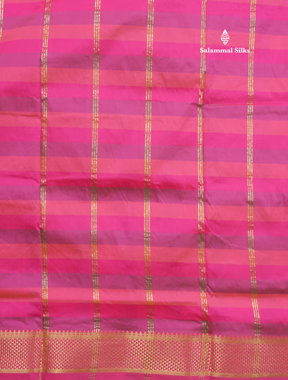 9.5 Yards Semi Silk Saree Multicolour Checks with Self Border