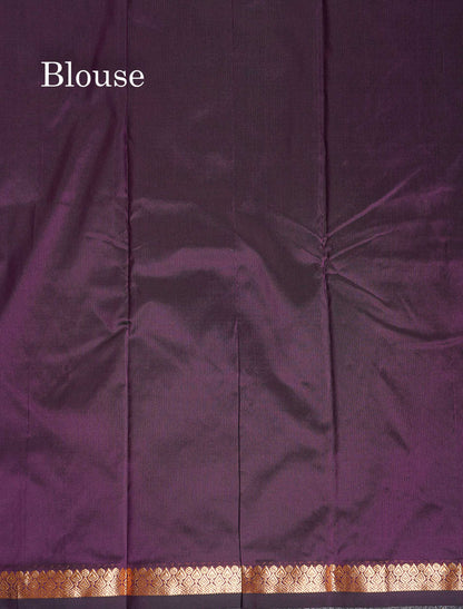 Semi Silk Saree - Maroon Colour Body Zari Butta With Traditional Small Border