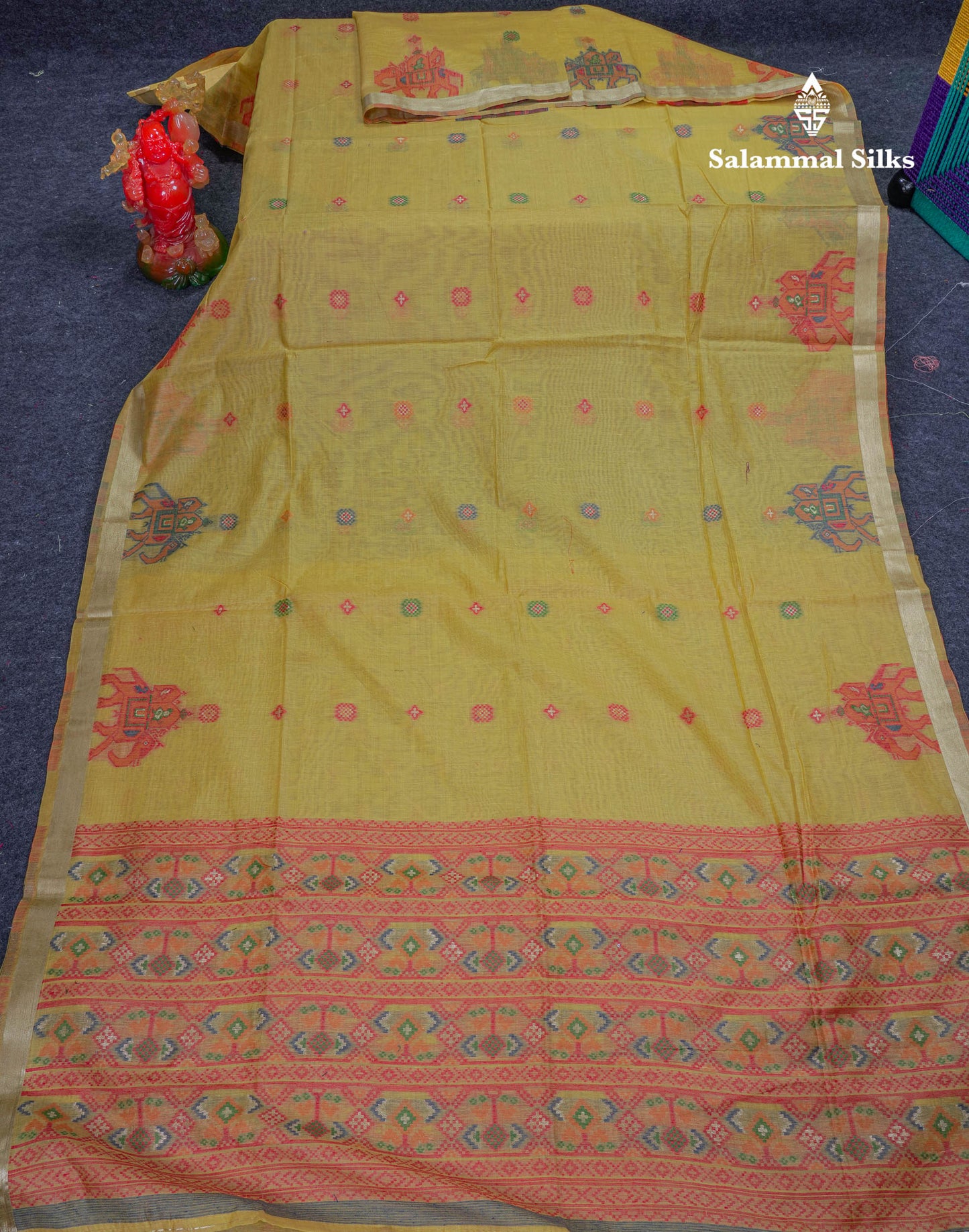 Beautiful Lavender Menakari Work Muga Cotton Saree With Contrast Magenta Blouse