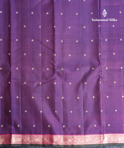 Violet Beautiful Small Buttas Pure Kanjivaram Silk Saree Pure Zari with Traditional Small Magenta Border