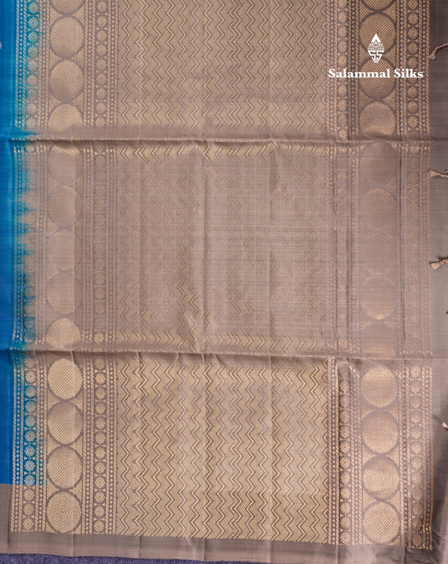 Beautiful Dual Tone Peacock Blue PureMix Kanjivaram Soft Silk Saree With Contrast Light Violet Blouse