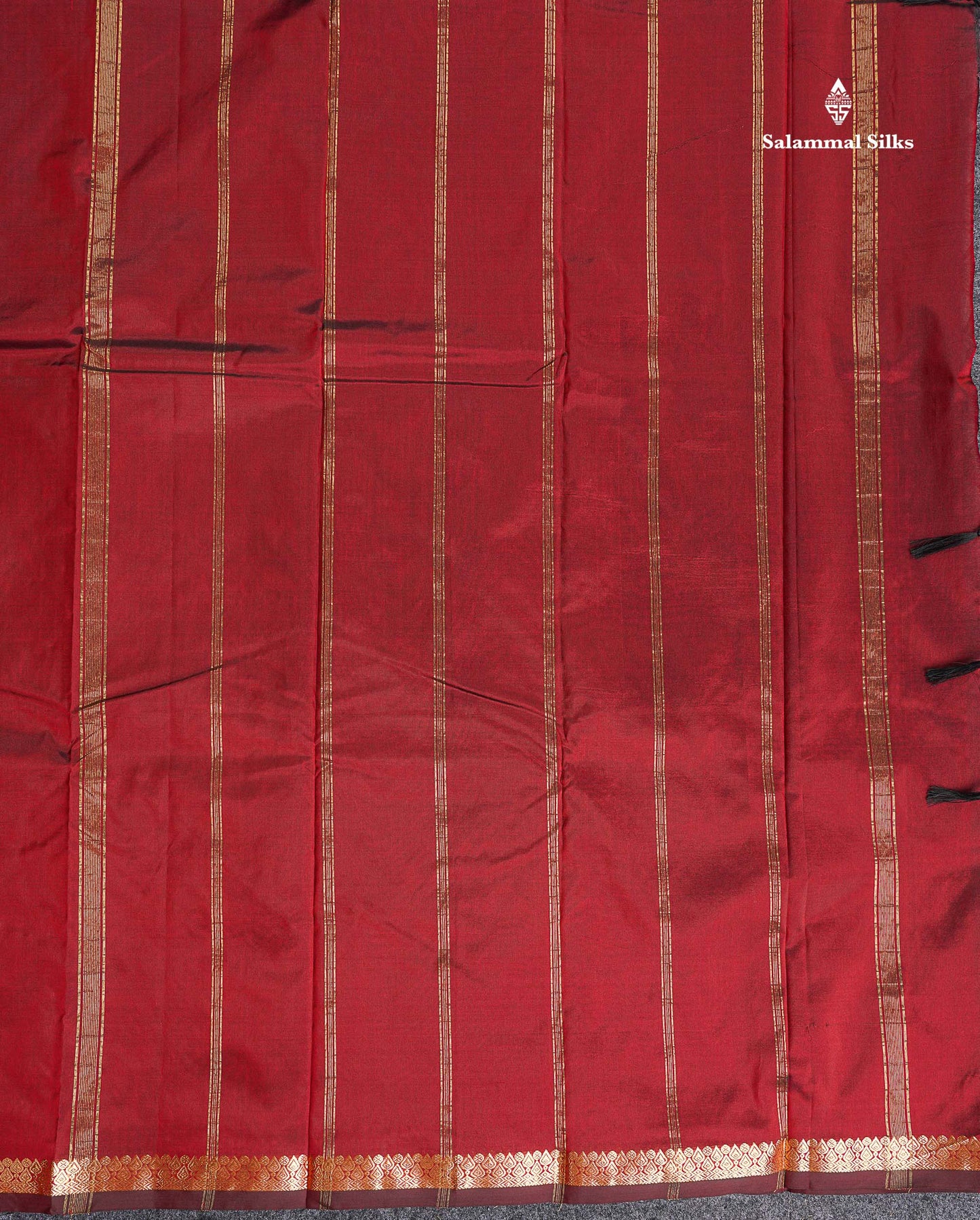 Semi Silk Saree - Maroon Colour Body Zari Butta With Traditional Small Border