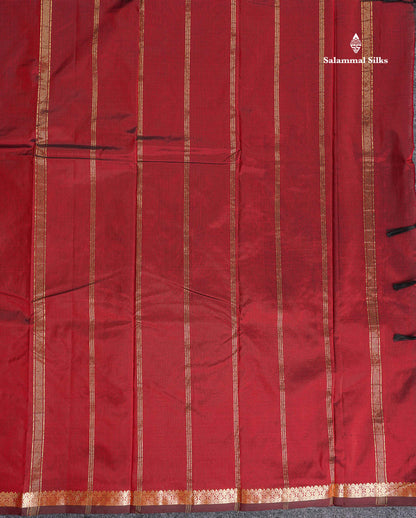 Semi Silk Saree - Maroon Colour Body Zari Butta With Traditional Small Border