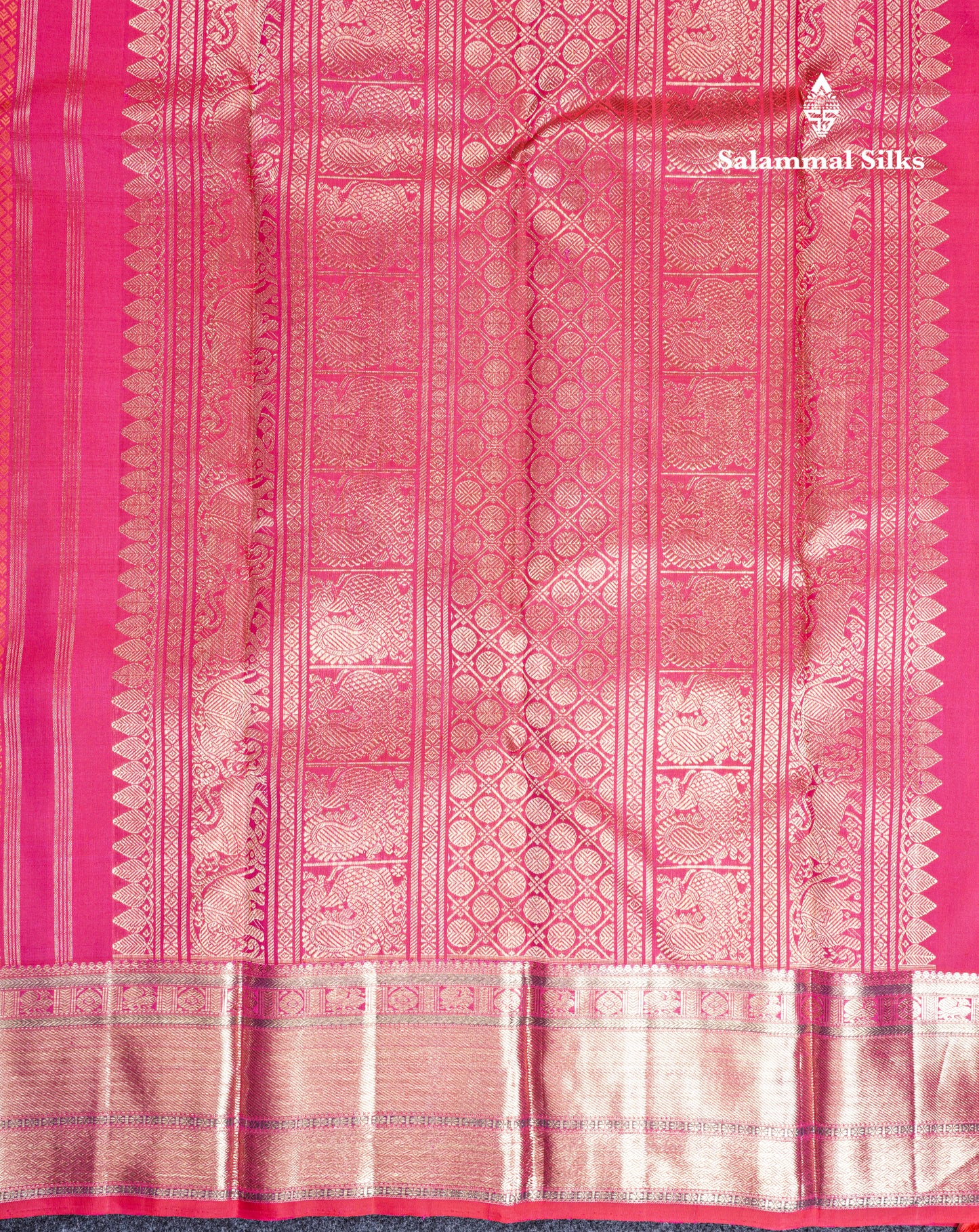 Reddish Pink Beautiful Emboss Design Bridal Pure Kanjivaram Silk Saree Pure Zari with Traditional Zari Butta Border