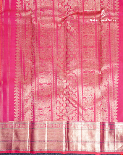 Reddish Pink Beautiful Emboss Design Bridal Pure Kanjivaram Silk Saree Pure Zari with Traditional Zari Butta Border