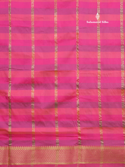 9.5 Yards Semi Silk Saree Multicolour Checks with Self Border
