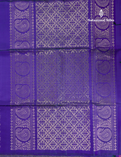 Beautiful Dual Tone Blue Pure Kanjivaram Soft Silk Saree With Blouse