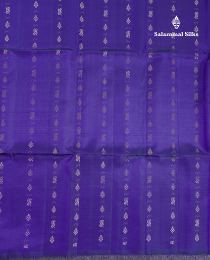 Beautiful Dual Tone Blue Pure Kanjivaram Soft Silk Saree With Blouse