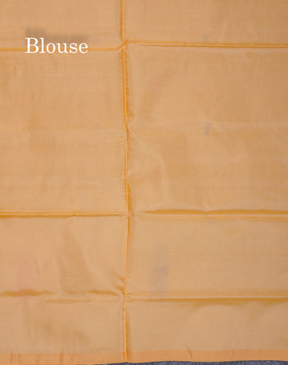 Navy Blue Thread work Buttas Banana Pinth Saree (Vaazhainaar Pattu) With Contrast Sandal Blouse