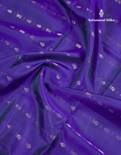 Beautiful Dual Tone Blue Pure Kanjivaram Soft Silk Saree With Blouse