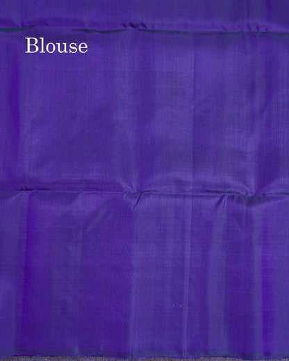 Beautiful Dual Tone Blue Pure Kanjivaram Soft Silk Saree With Blouse