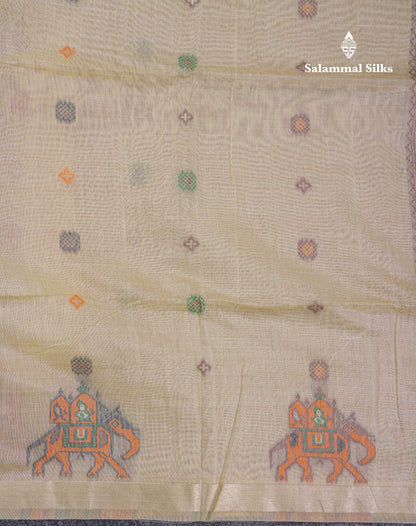 Beautiful Lavender Menakari Work Muga Cotton Saree With Contrast Magenta Blouse