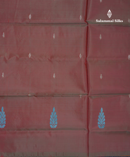 Brown Thread work Buttas Banana Pinth Saree (Vaazhainaar Pattu) With Contrast Yellow Blouse
