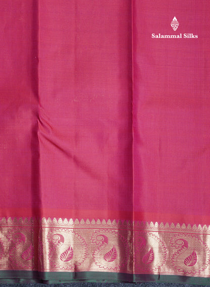 Dark Purple Flower Buttas Pure Kanjivaram Silk Saree Pure Zari with Magenta Border