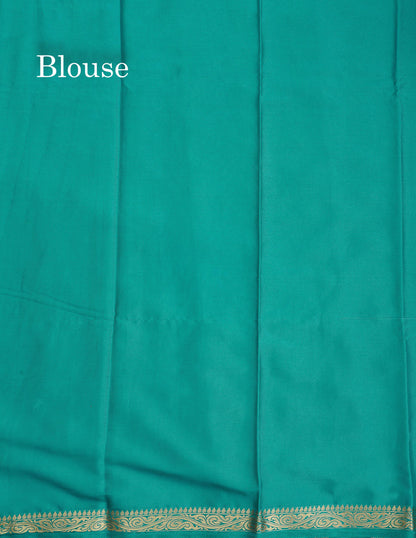 Semi Mysore Silk Saree - Chilly Red Colour Body Plain With Light Pink Small Border