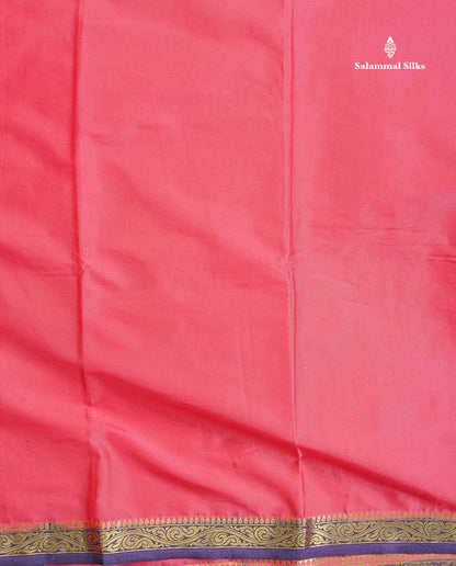 Semi Mysore Silk Saree - Pink Colour Body Plain With Dual Tone Violet Small Border