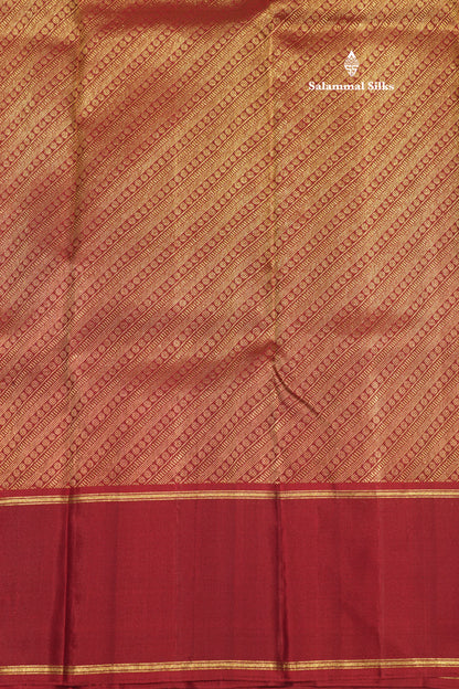 Yellow & Blue Tiny Checks Pure Kanjivaram Silk Saree With Maroon Gap Border