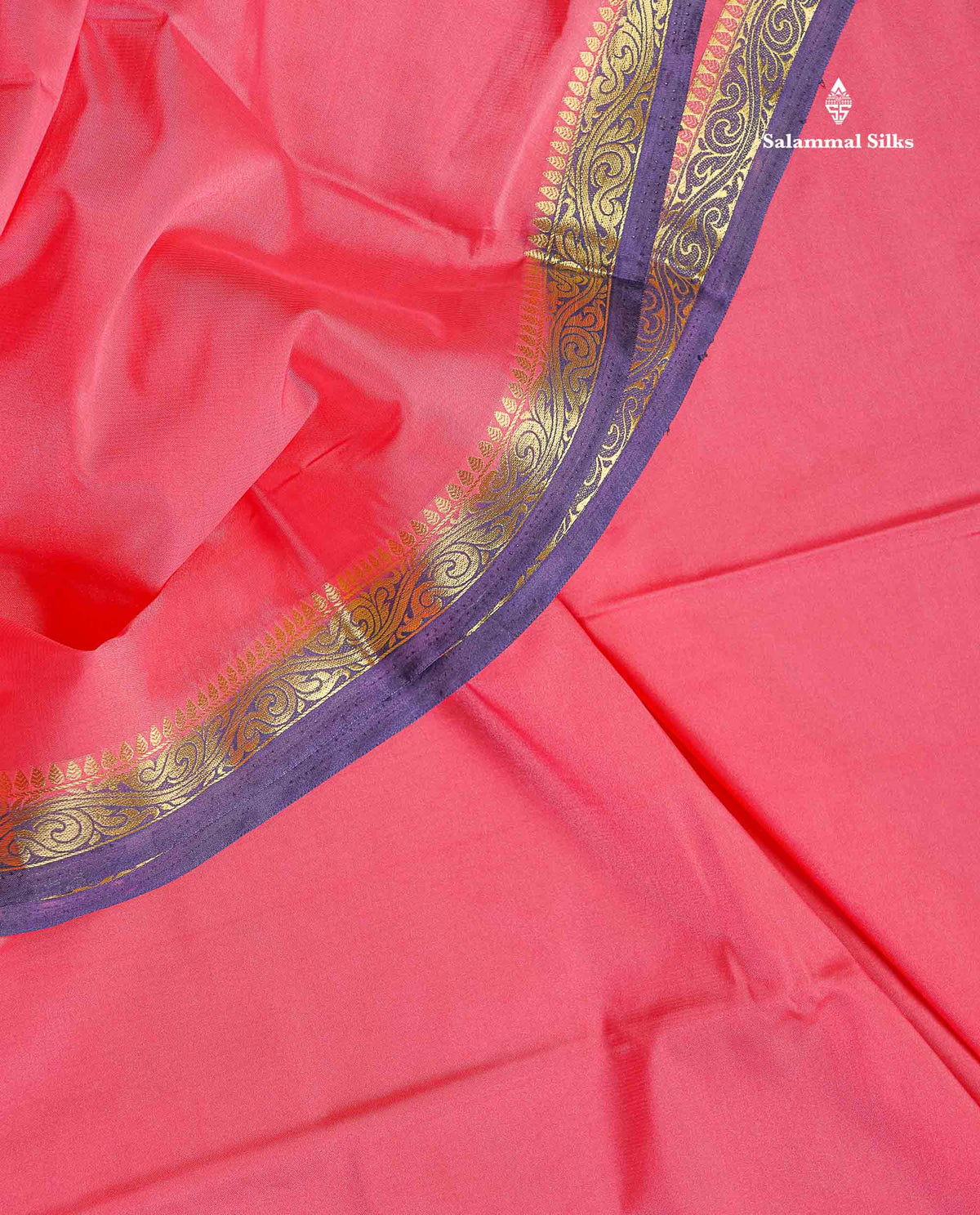 Semi Mysore Silk Saree - Pink Colour Body Plain With Dual Tone Violet Small Border