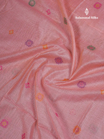 Beautiful Lavender Menakari Work Muga Cotton Saree With Contrast Magenta Blouse