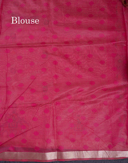 Beautiful Lavender Menakari Work Muga Cotton Saree With Contrast Magenta Blouse